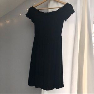 H&M shirred black dress